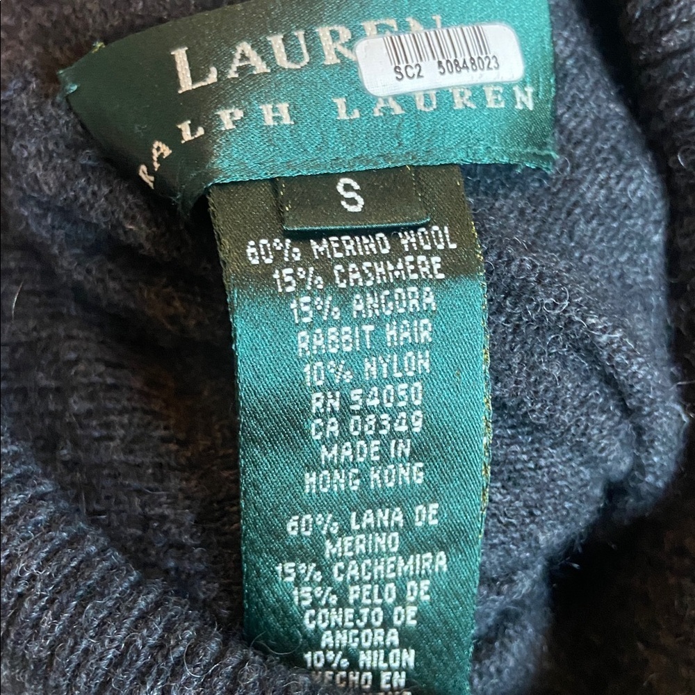 Ralph Lauren Crest Intarsia Cashmere Wool Sweater Lion Unicorn Navy Vintage SM - Picture 4 of 4